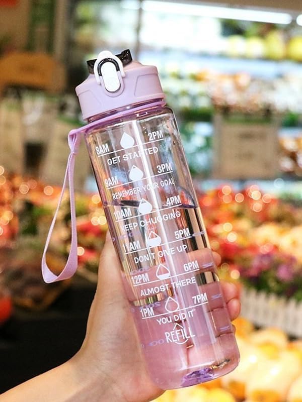 Lunvail ™ 800 ml sportsvandflaske-lækagebesæt BPA-fri flaske med tidsmarkeringer til fitness, rejse og daglig hydrering
