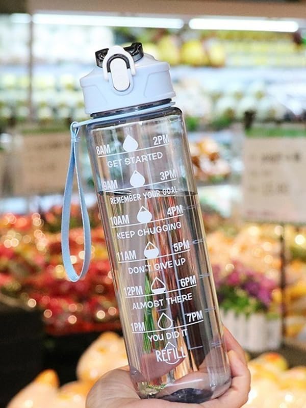 Lunvail ™ 800 ml sportsvandflaske-lækagebesæt BPA-fri flaske med tidsmarkeringer til fitness, rejse og daglig hydrering