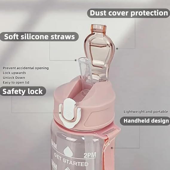 Lunvail ™ 800 ml sportsvandflaske-lækagebesæt BPA-fri flaske med tidsmarkeringer til fitness, rejse og daglig hydrering