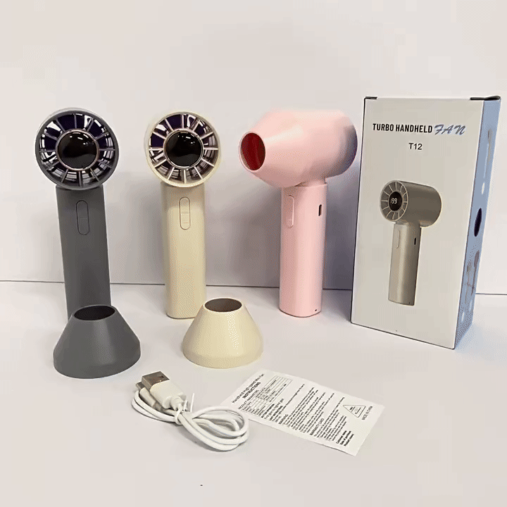 Mini Bladeless Handheld Fan - USB Genopladelig bærbar personlig køleventilator (100 vindhastigheder)