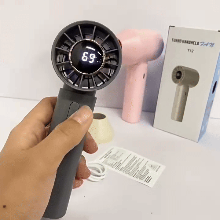 Mini Bladeless Handheld Fan - USB Genopladelig bærbar personlig køleventilator (100 vindhastigheder)
