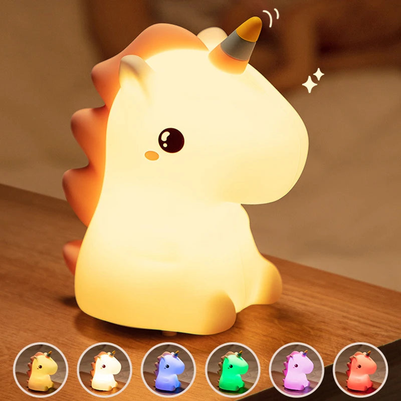 🦄 Silikonové LED noční světlo s jednorožcem