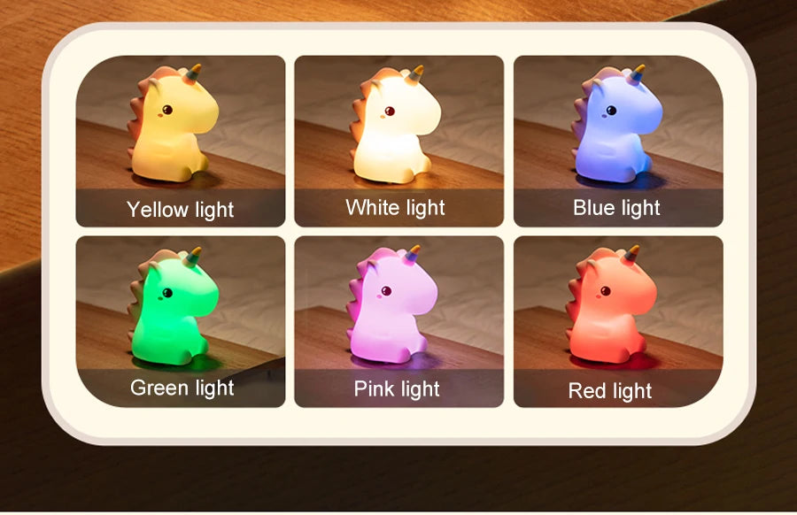 🦄 Silikonové LED noční světlo s jednorožcem