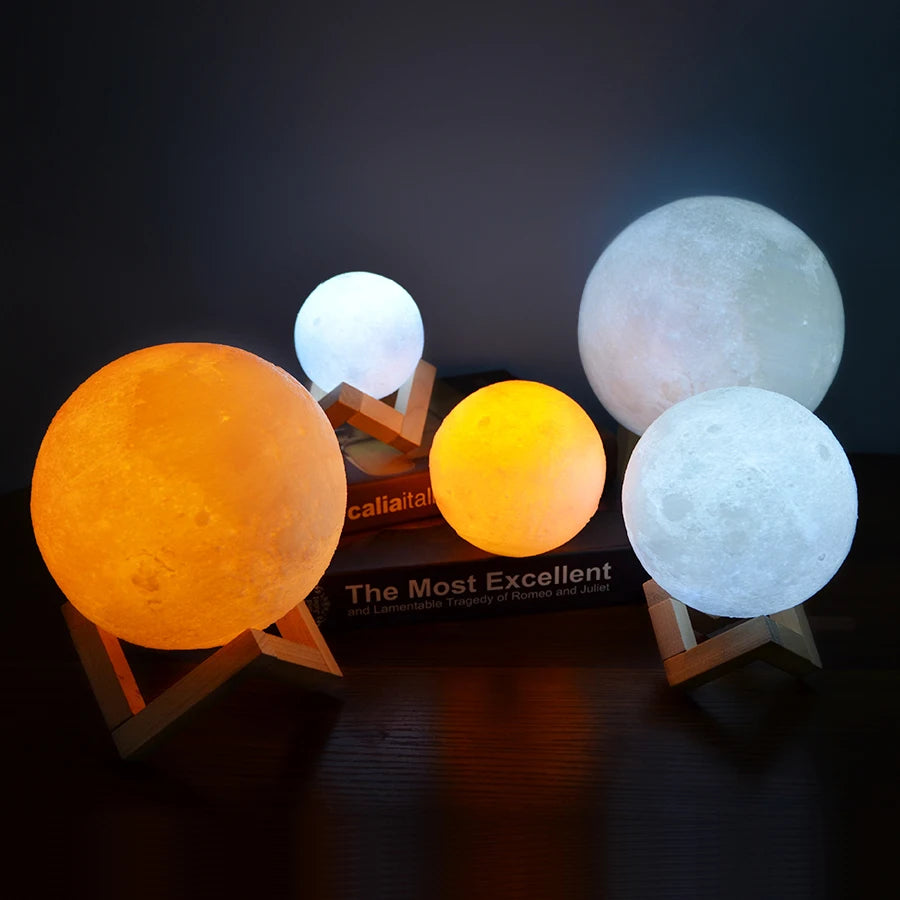 Mini Moon Night Light - 3D Printed LED Lamp