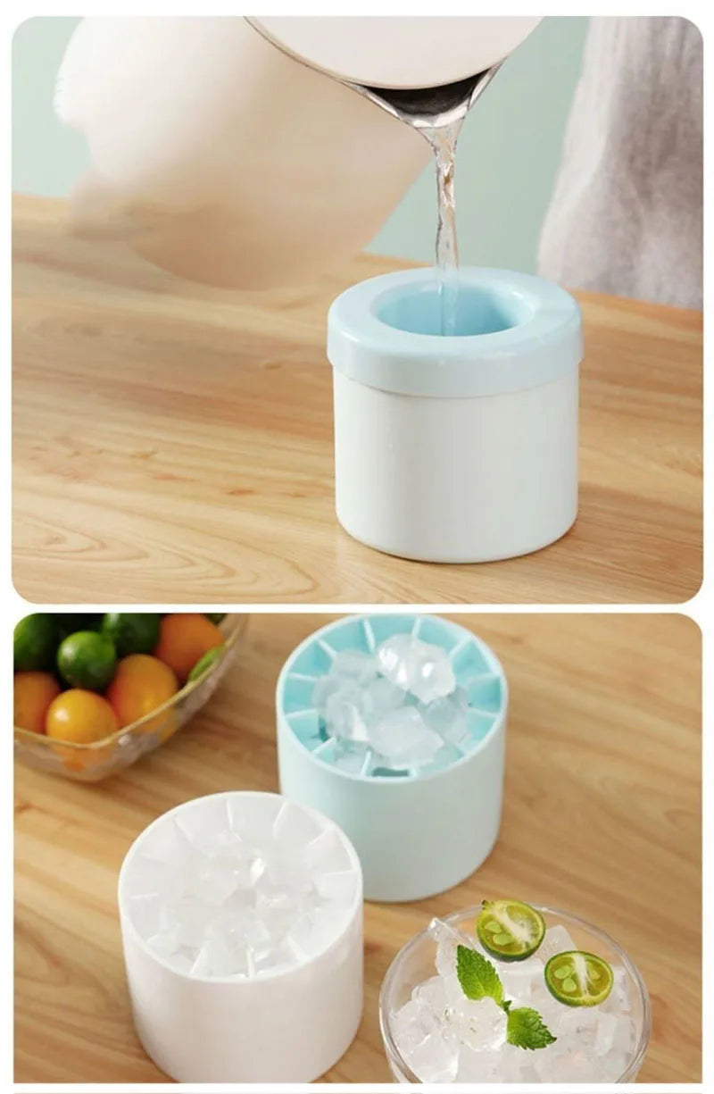 Silicone Ice Cube Mold Round Ice Bucket | Space-Saving Portable Ice Maker for Cocktails & Summer Drinks