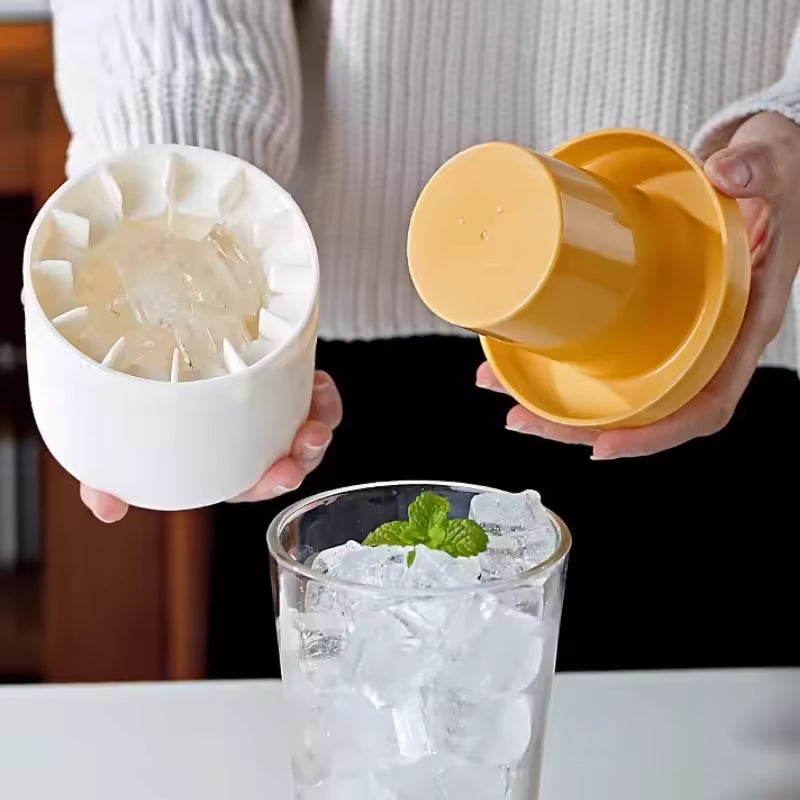 Silicone Ice Cube Mold Round Ice Bucket | Space-Saving Portable Ice Maker for Cocktails & Summer Drinks