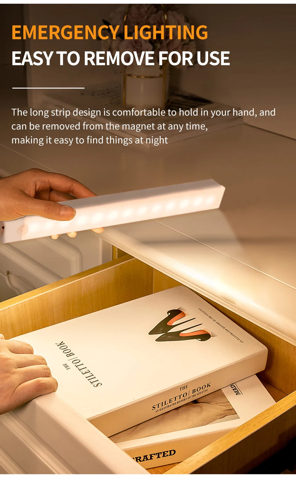<tc>Lunvail</tc> ™ Smart Motion Sensor Light - dobíjecí bezdrátové LED noční světlo s automatickým senzorem (10–50 cm)