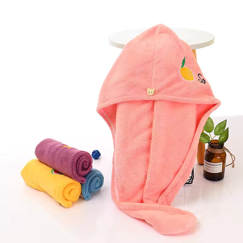 Lunvail ™ broderet koral fleece hårtørringshætte-Ultra Absorbent Quick-Dry håndklæde til kvinder