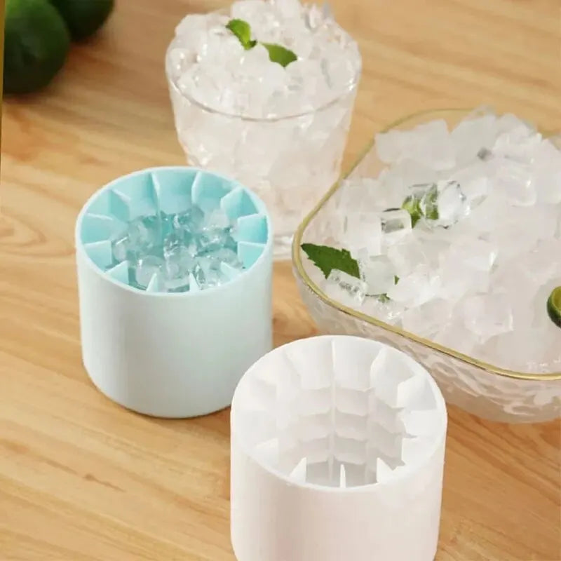 Silicone Ice Cube Mold Round Ice Bucket | Space-Saving Portable Ice Maker for Cocktails & Summer Drinks