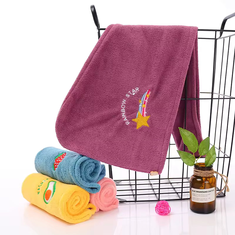 Lunvail ™ broderet koral fleece hårtørringshætte-Ultra Absorbent Quick-Dry håndklæde til kvinder