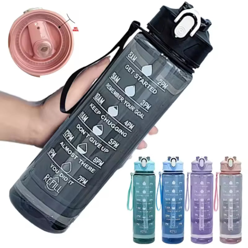 Lunvail ™ 800 ml sportsvandflaske-lækagebesæt BPA-fri flaske med tidsmarkeringer til fitness, rejse og daglig hydrering