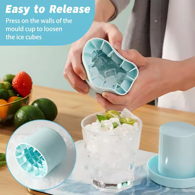 Silicone Ice Cube Mold Round Ice Bucket | Space-Saving Portable Ice Maker for Cocktails & Summer Drinks