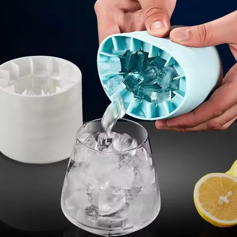 Silicone Ice Cube Mold Round Ice Bucket | Space-Saving Portable Ice Maker for Cocktails & Summer Drinks