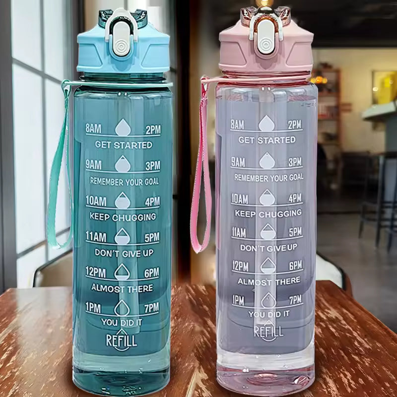 Lunvail ™ 800 ml sportsvandflaske-lækagebesæt BPA-fri flaske med tidsmarkeringer til fitness, rejse og daglig hydrering