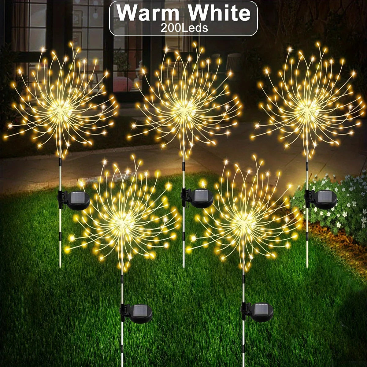 Sluneční ohňostroj <tc>Lunvail</tc> ™ Light - 200 LED venkovní sváteční lampa pro zahradu, zeď, terasu a události