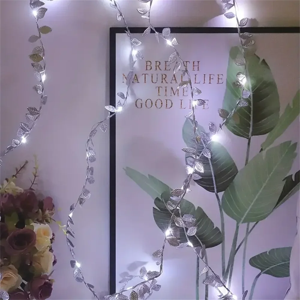 <tc>Lunvail</tc> ™ Golden & Silver Leaf Fairy String Lights-bateriový LED Garland (20/50/100 LED)