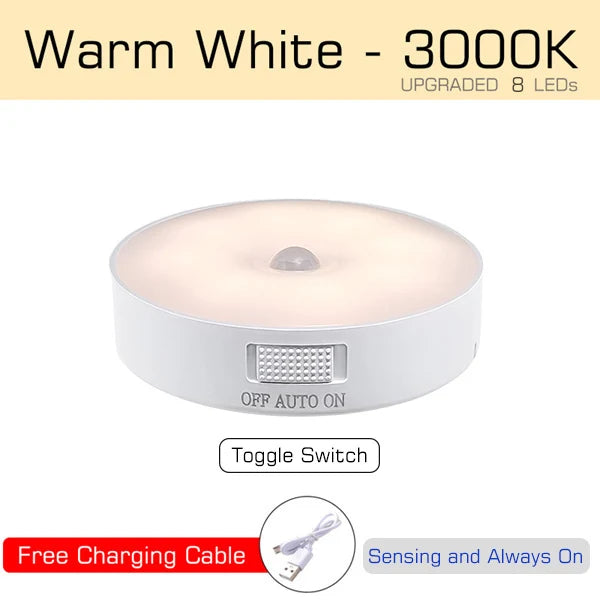 Dobíjecí snímač pohybu LED Night Light-USB napájené, automatické vnitřní lampu pro skříně, chodby, kuchyň a ložnici