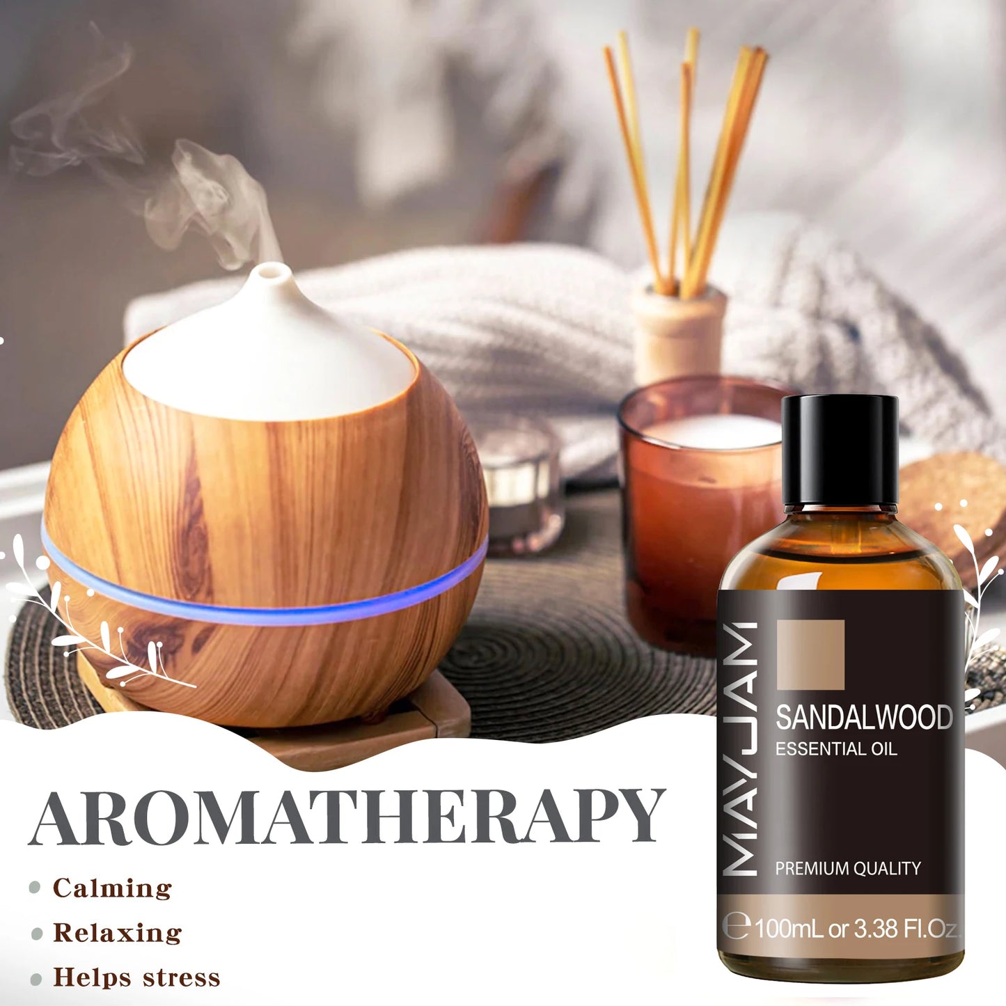🌿 Mayjam ™ 100 ml ren æterisk olie - premium aromaterapi til diffusorer, luftfugtere og mere