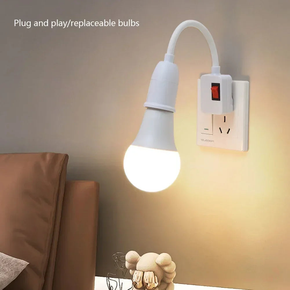 E27 Plug-in LED Light Socket s přepínačem-360 ° rotující držák lampy pro použití a výstupní použití | EU/US Plug