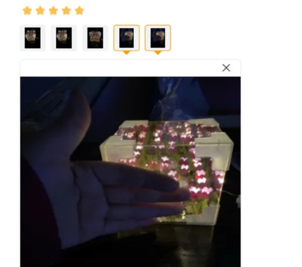 🌷 3Dチューリップフラワーシーキューブナイトライト - 光るクリスタルキューブの中の永遠の庭園