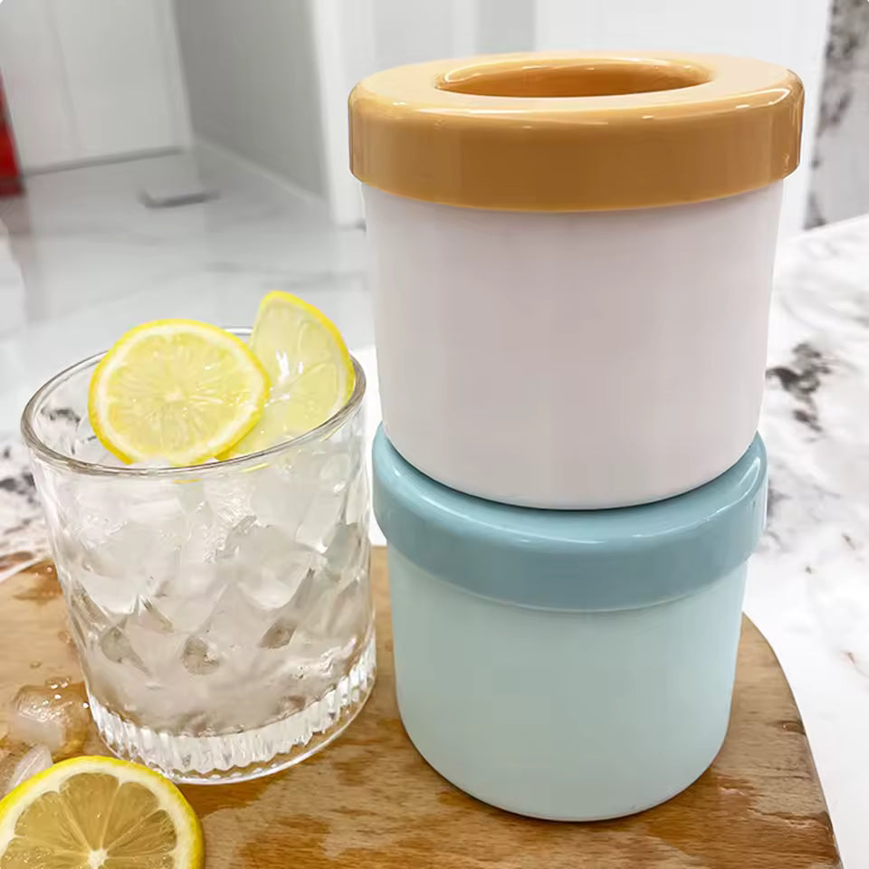 Silicone Ice Cube Mold Round Ice Bucket | Space-Saving Portable Ice Maker for Cocktails & Summer Drinks