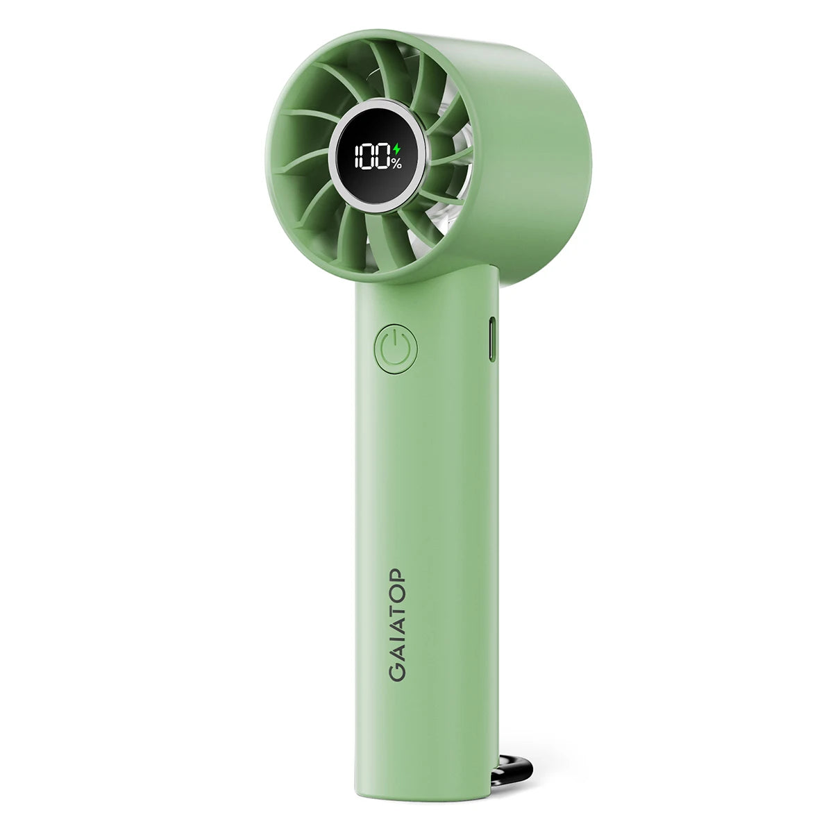 Gaiatop bærbar mini -ventilator med LED -display & lommelygte - 3 hastigheder, USB -genopladelig, håndholdt og desktop afkøling