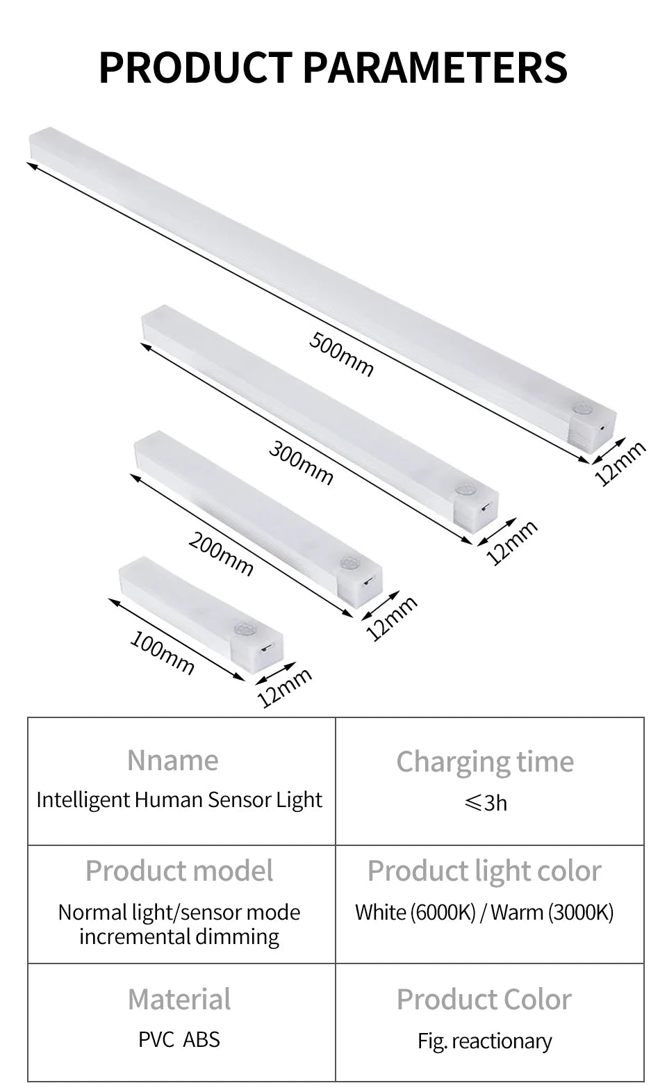 <tc>Lunvail</tc> ™ Smart Motion Sensor Light - dobíjecí bezdrátové LED noční světlo s automatickým senzorem (10–50 cm)