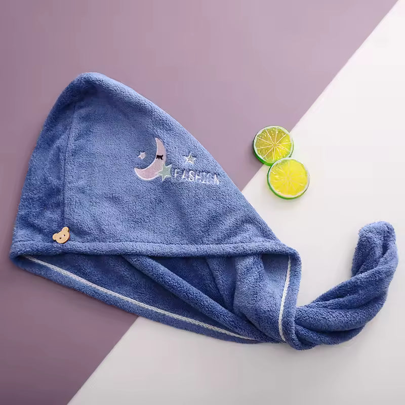 Lunvail ™ broderet koral fleece hårtørringshætte-Ultra Absorbent Quick-Dry håndklæde til kvinder