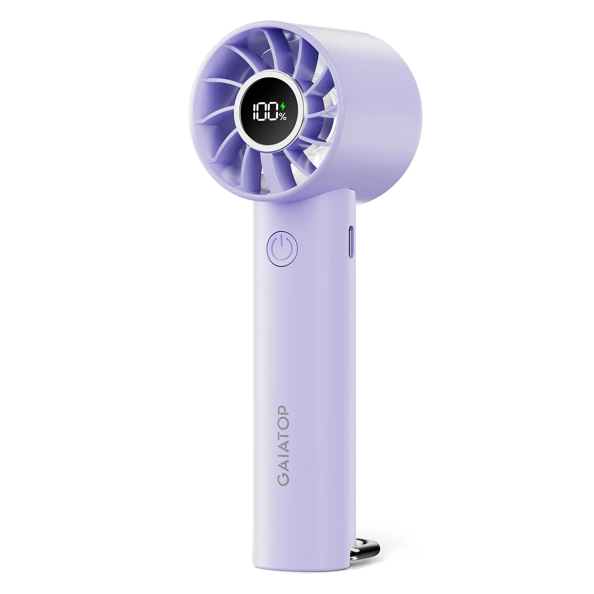 Gaiatop bærbar mini -ventilator med LED -display & lommelygte - 3 hastigheder, USB -genopladelig, håndholdt og desktop afkøling