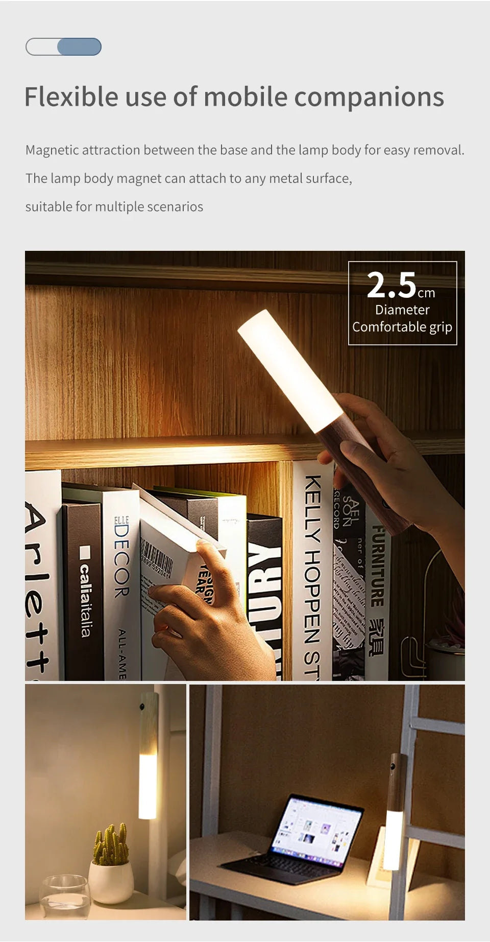 LED LED LED LED LED LED LED LENVAIL ™ - dobíjecí, magnetická, teplá bílá lampa pro ložnici, schody a chodby