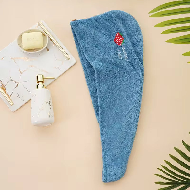 Lunvail ™ broderet koral fleece hårtørringshætte-Ultra Absorbent Quick-Dry håndklæde til kvinder