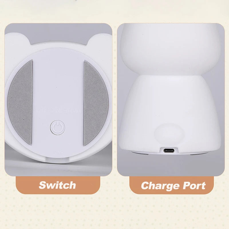 Solas oíche tadhaill glowbunny ™ - lampa coinín silicone bog le 7 dathanna & lasc ama do pháistí & seomraí leanbh