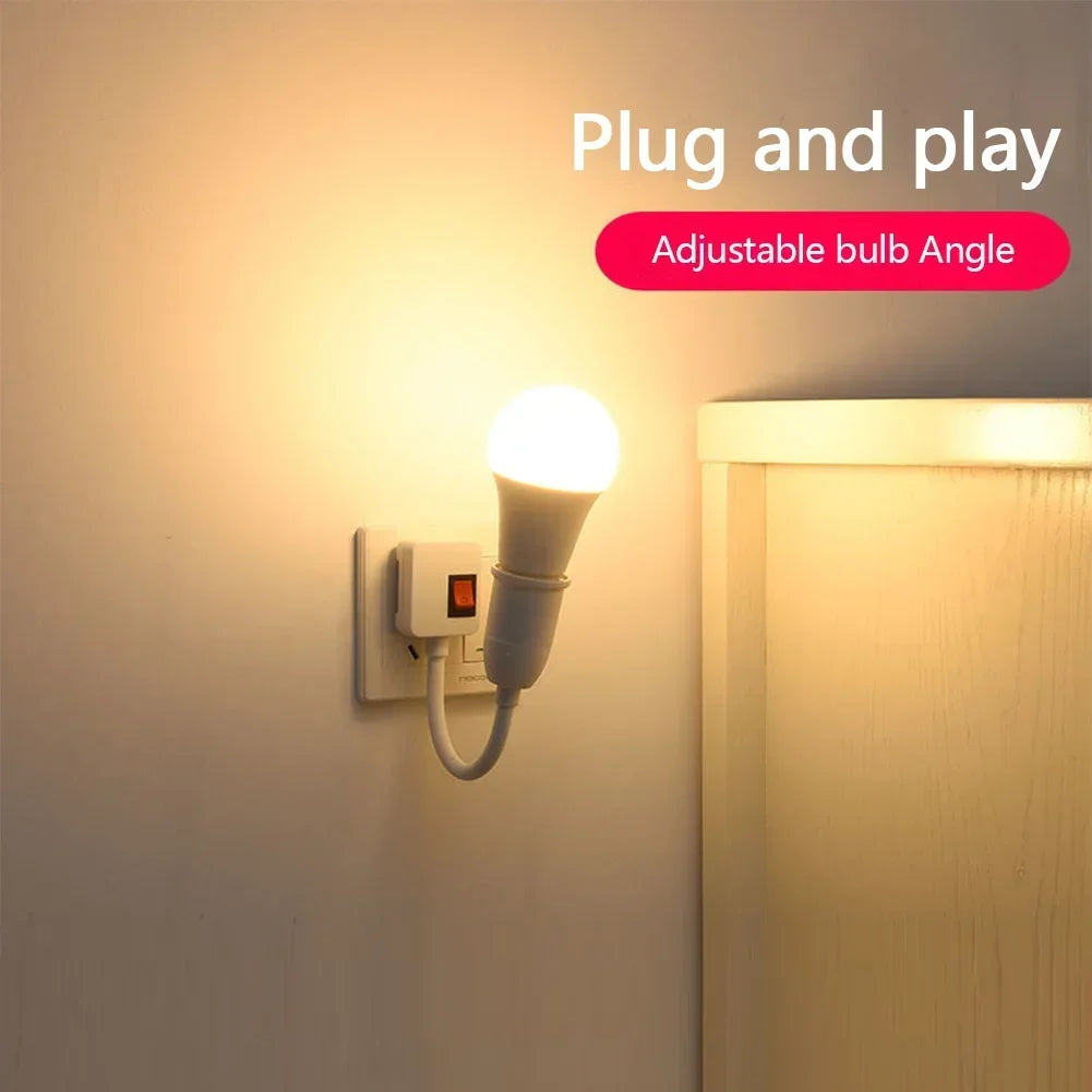 E27 Plug-in LED Light Socket s přepínačem-360 ° rotující držák lampy pro použití a výstupní použití | EU/US Plug