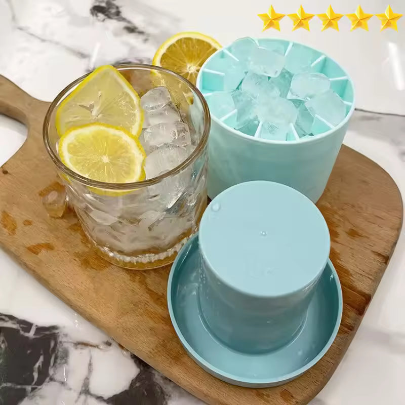 Silicone Ice Cube Mold Round Ice Bucket | Space-Saving Portable Ice Maker for Cocktails & Summer Drinks
