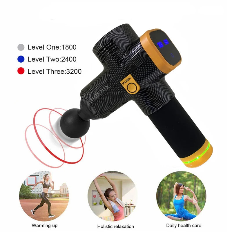 Phoenix A2 Deep Tissue Massage Gun - Bærbar håndholdt muskelafslapningsvibrator
