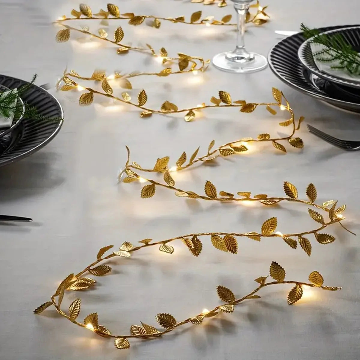 <tc>Lunvail</tc> ™ Golden & Silver Leaf Fairy String Lights-bateriový LED Garland (20/50/100 LED)