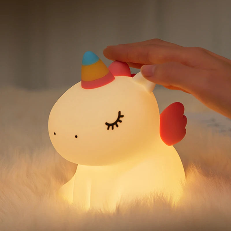 🦄 Silikonové LED noční světlo s jednorožcem