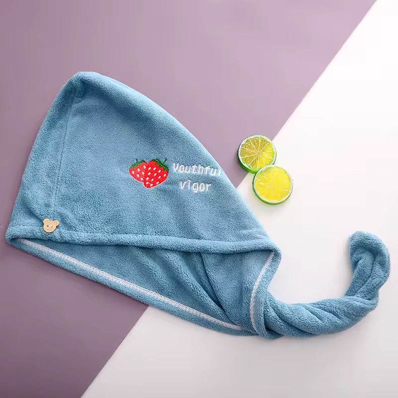Lunvail ™ broderet koral fleece hårtørringshætte-Ultra Absorbent Quick-Dry håndklæde til kvinder