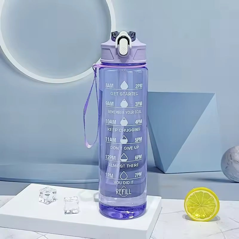 Lunvail ™ 800 ml sportsvandflaske-lækagebesæt BPA-fri flaske med tidsmarkeringer til fitness, rejse og daglig hydrering