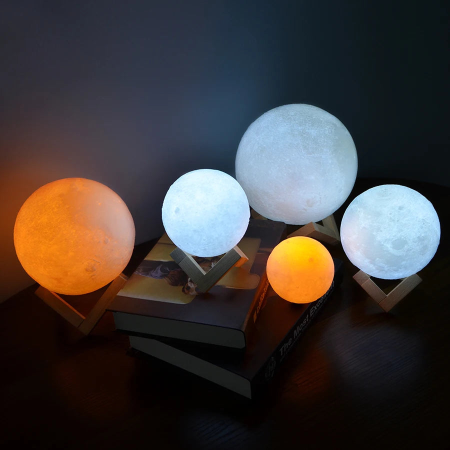 Mini Moon Night Light - 3D Printed LED Lamp