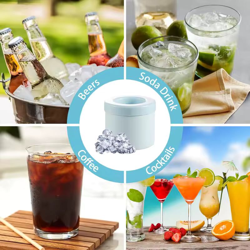Silicone Ice Cube Mold Round Ice Bucket | Space-Saving Portable Ice Maker for Cocktails & Summer Drinks