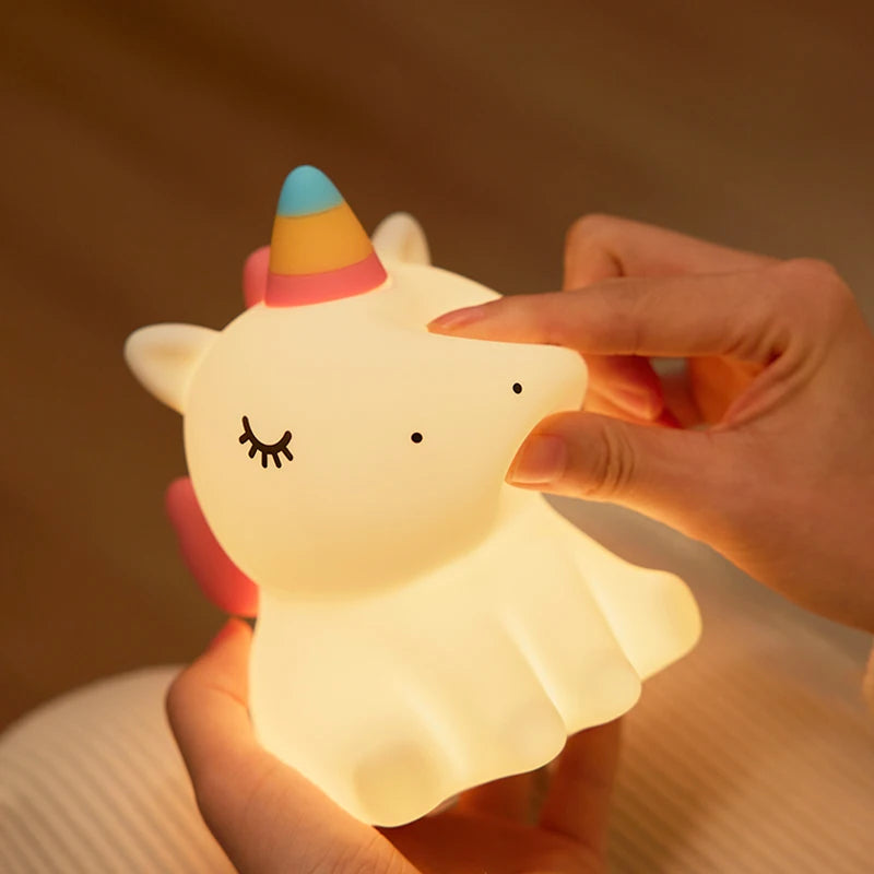 🦄 Silikonové LED noční světlo s jednorožcem