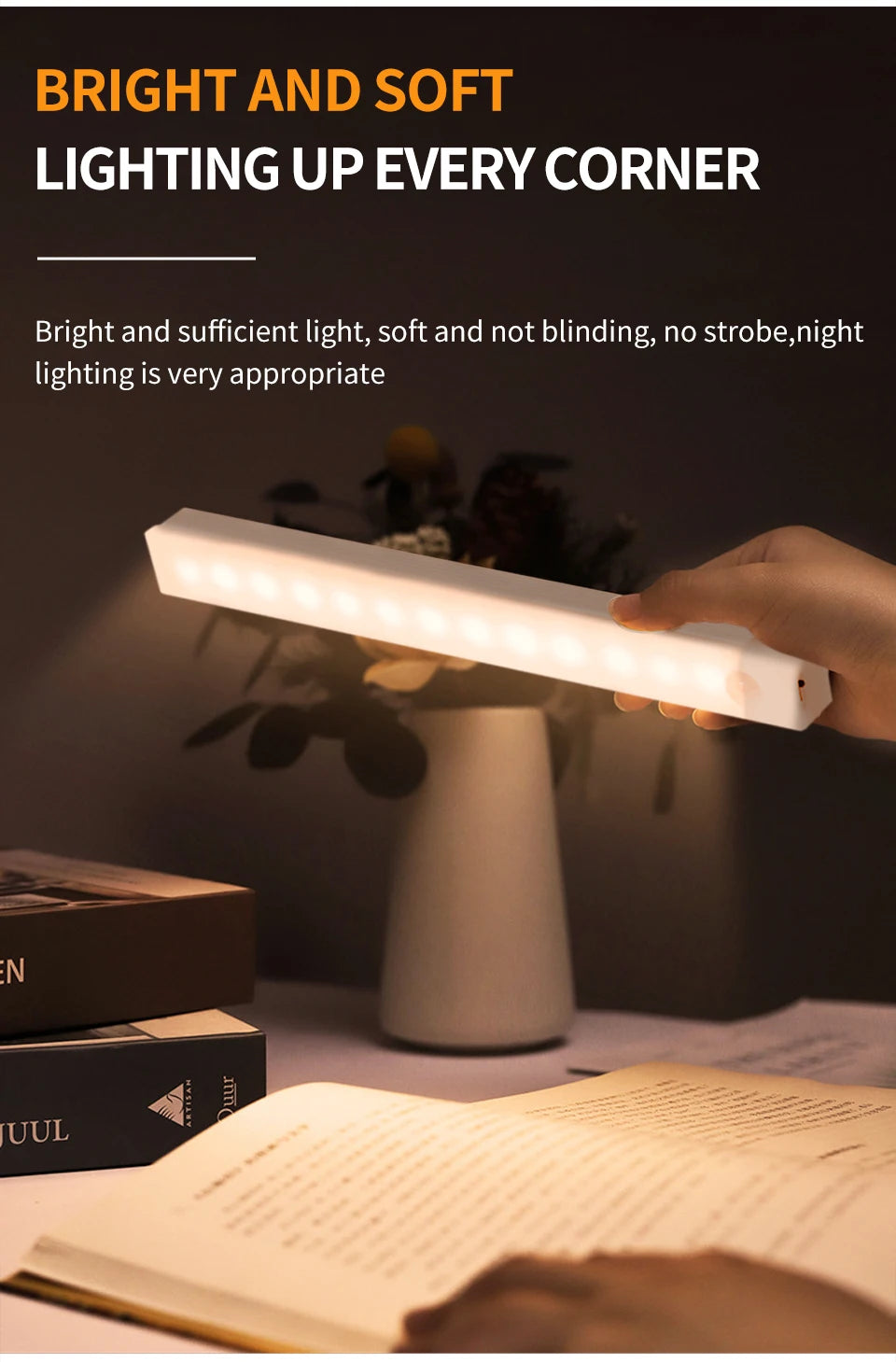 <tc>Lunvail</tc> ™ Smart Motion Sensor Light - dobíjecí bezdrátové LED noční světlo s automatickým senzorem (10–50 cm)