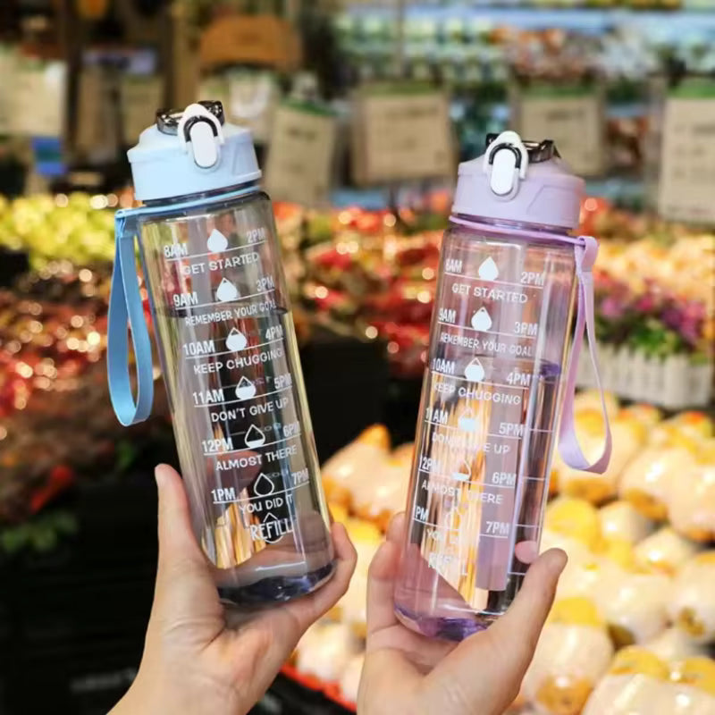 Lunvail ™ 800 ml sportsvandflaske-lækagebesæt BPA-fri flaske med tidsmarkeringer til fitness, rejse og daglig hydrering