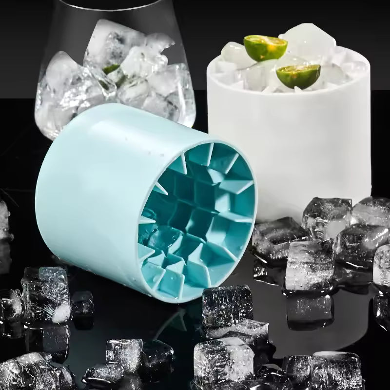 Silicone Ice Cube Mold Round Ice Bucket | Space-Saving Portable Ice Maker for Cocktails & Summer Drinks