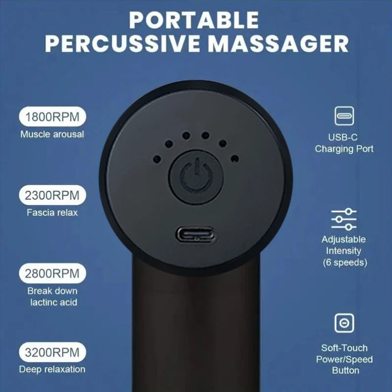 ProPulse™ Mini 4-Head Massage Gun – Lightweight Deep Tissue Fascia Gun for Muscle Recovery & Pain Relief (3200 RPM, Ultra-Quiet)