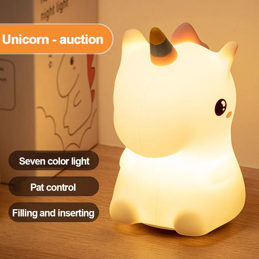 🦄 Silikonové LED noční světlo s jednorožcem
