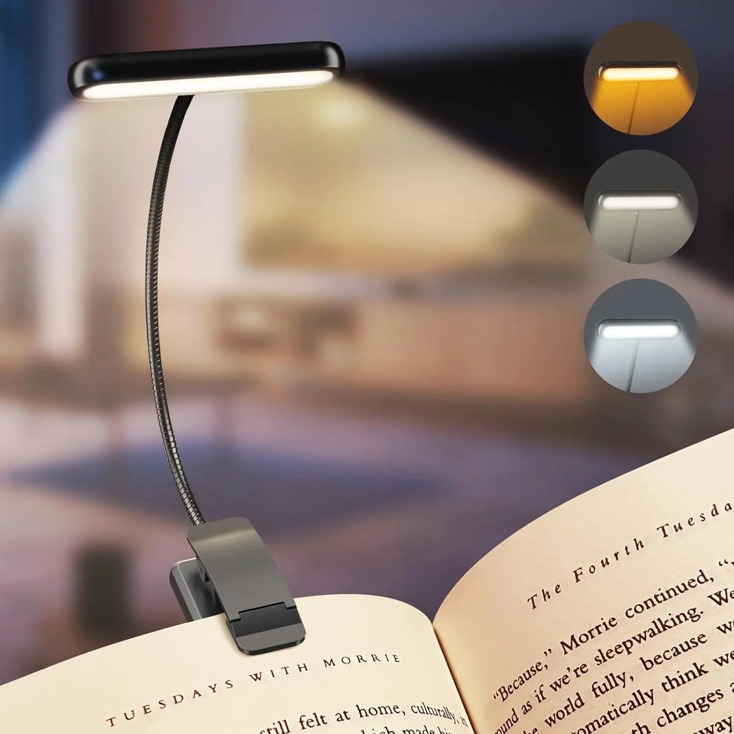 📖 מנורת ספר נטענת עם 14 נורות LED - מנורת קריאה גמישה, ניתנת לעמעום וניידת