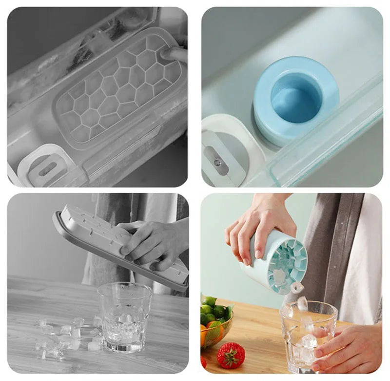 Silicone Ice Cube Mold Round Ice Bucket | Space-Saving Portable Ice Maker for Cocktails & Summer Drinks