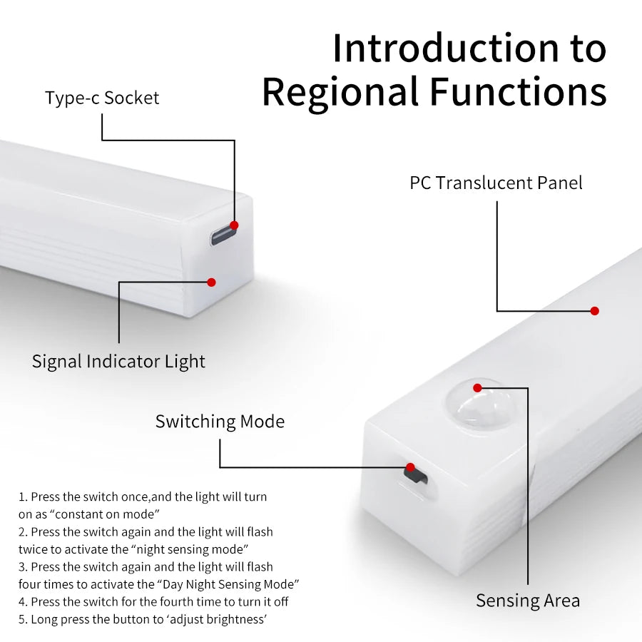 <tc>Lunvail</tc> ™ Smart Motion Sensor Light - dobíjecí bezdrátové LED noční světlo s automatickým senzorem (10–50 cm)